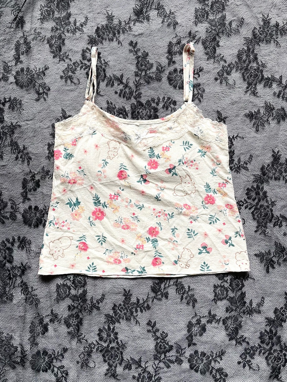 Coquette Cream Floral Lace Cami Top